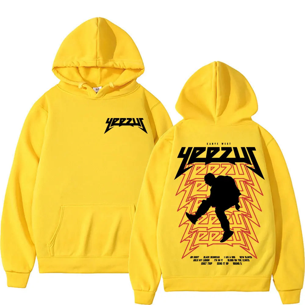 Rapper Kanye West Yeezus Tour Album Merch Hoodie Men Clothing Hip Hop Harajuku Sweatshirt Unisex Casual Fleece Hoohed Streetwear