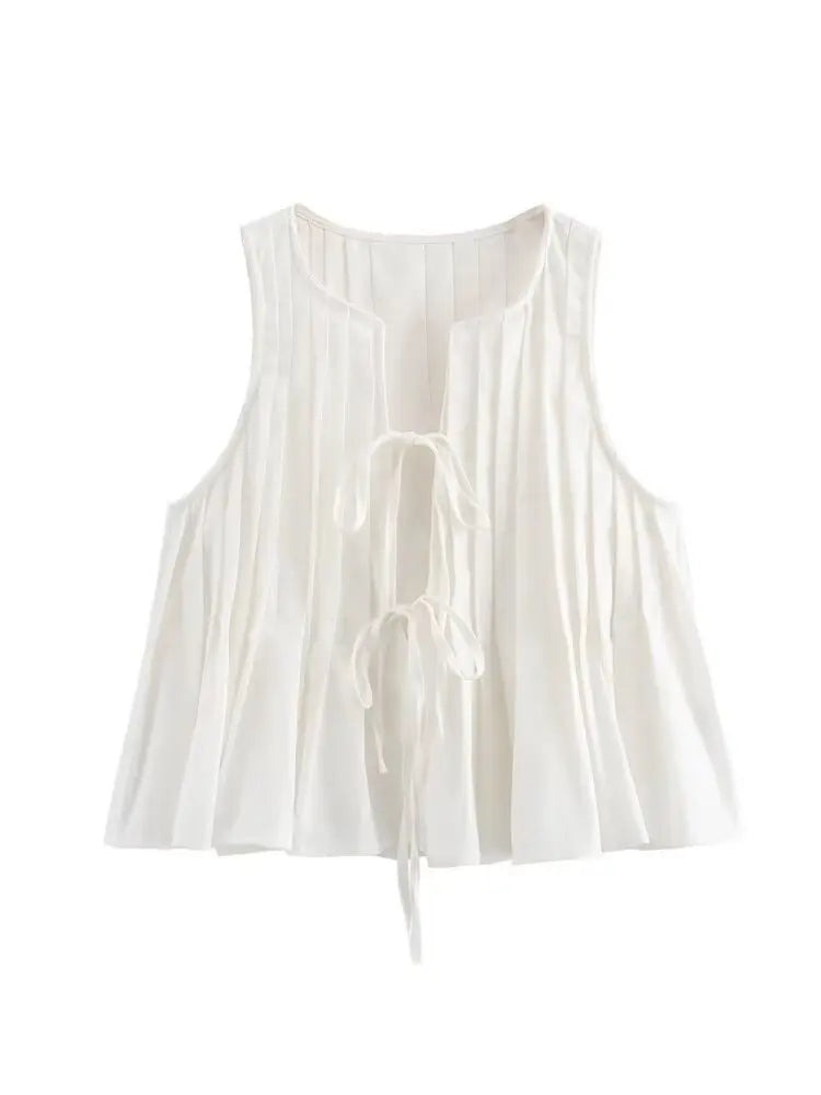 Women's Bow Lace up Hollow out Slim Pleated Blouses Svele T-shirts Three-acetate Fiber 100% Autumn Fashion Ladies' Tops