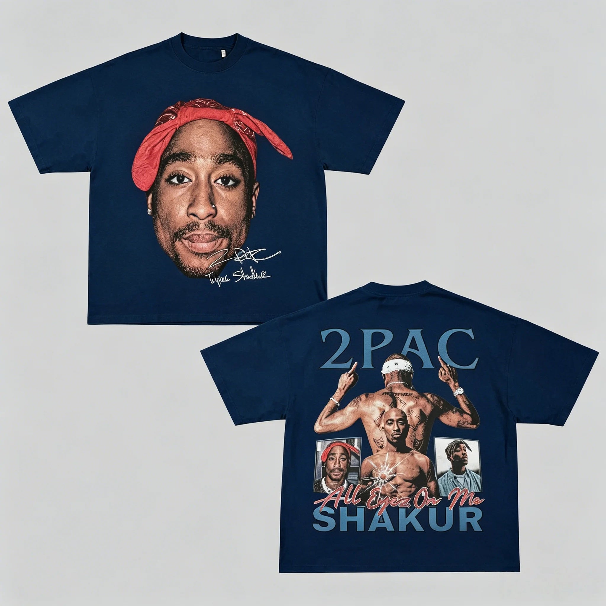 2pac Shakur Pattern T-shirt Double-sided Rap Hip-hop Tribute T-shirt 2026 Summer Neutral Loose Cotton Sports Shirt Punk Y2k