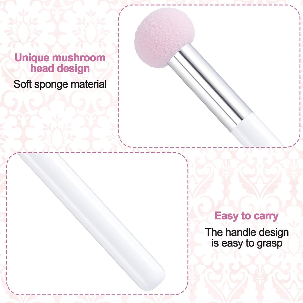 6Pcs Sponge Makeup Applicator with Handle, Sponge Eyeshadow Applicators Makeup, Eyeshadow Sponge Brush, Cotton Eye Makeup Eyeshadow Brushes for Women Girls (4.5 Inch Long) Washable