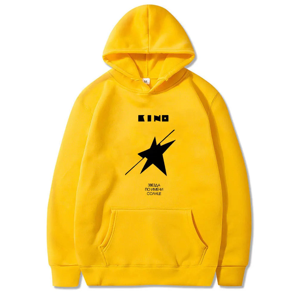 Legendary Russia Rock Band Viktor Tsoi Kino A Star Named Sun Album Graphic Hoodie Men Women Cotton Casual Oversized Sweatshirt