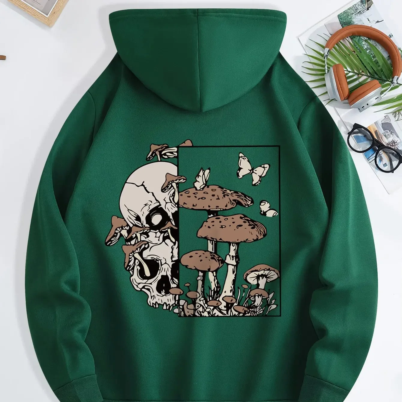 New unisex stylish hooded sweatshirts casual everyday hoodies printed with skull mushroom and butterfly patterns