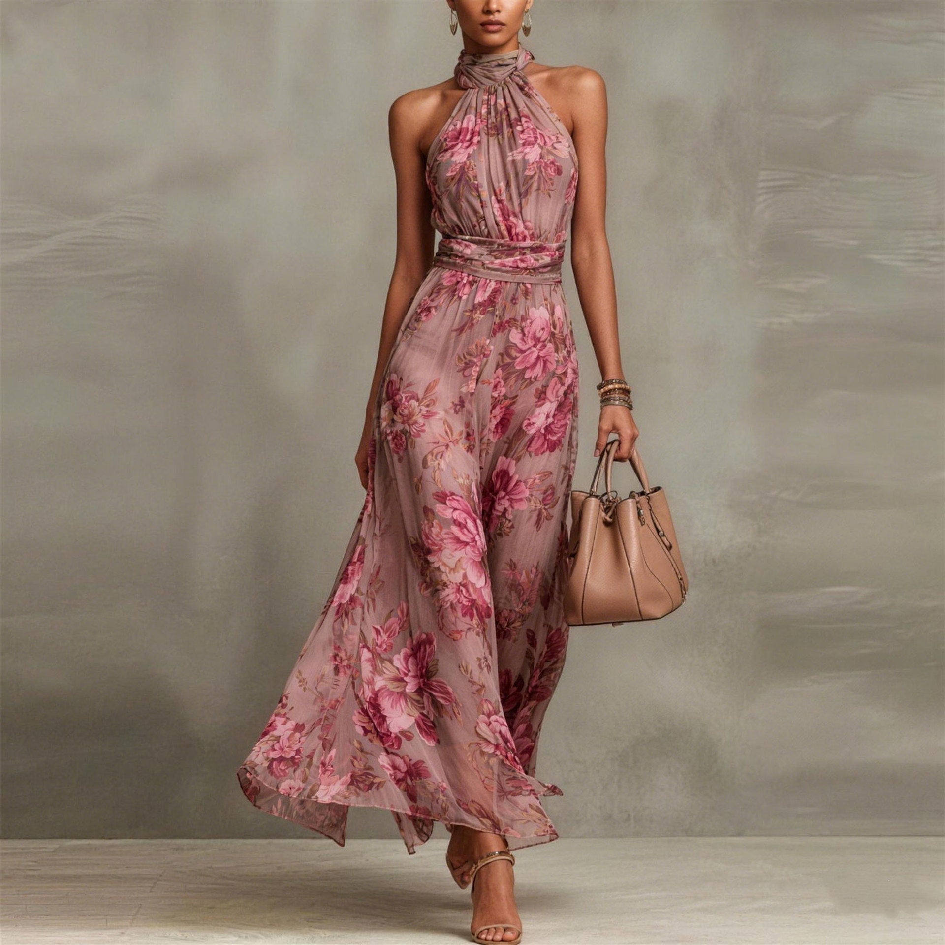 Sleeveless Vacation Style Ruched Dress