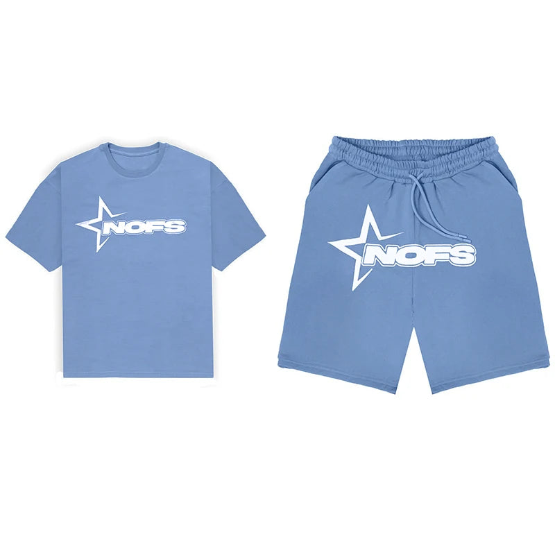 Y2K T-shirt Short Kpop Street Fashion Print Unisex Short Sleeve Tops Casual Loose Drawstring Shorts Pant Women Men Clothing Tees