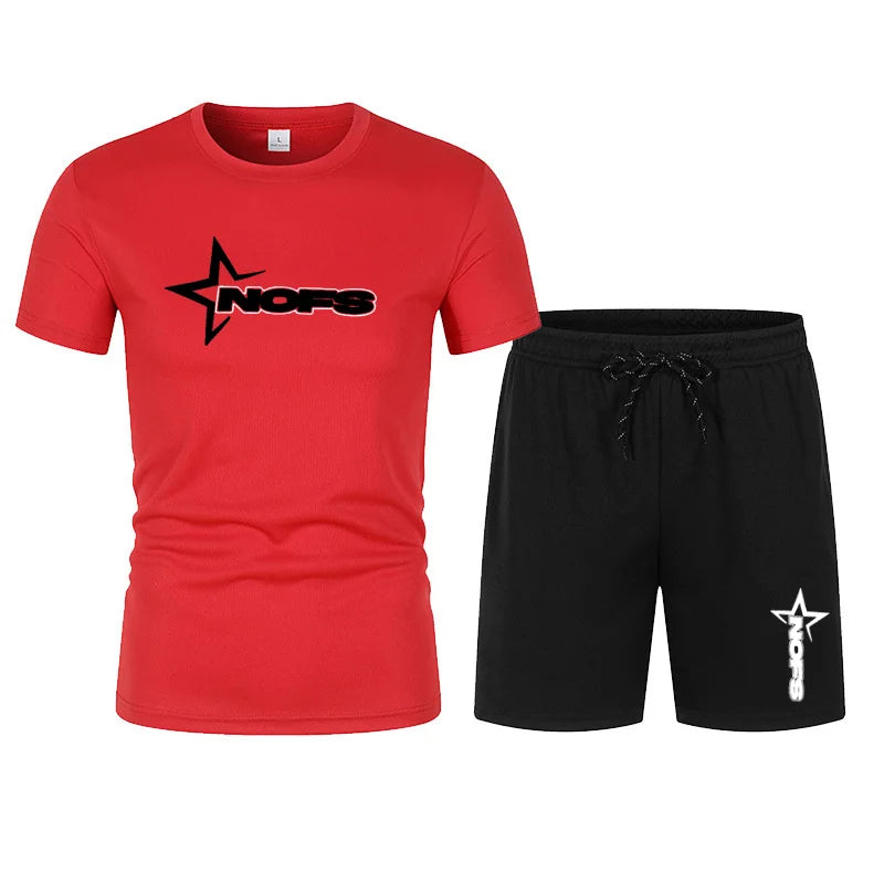 2026 men's summer T-shirt shorts suit, men's breathable sportswear suit, casual fashion short-sleeved T-shirt suit
