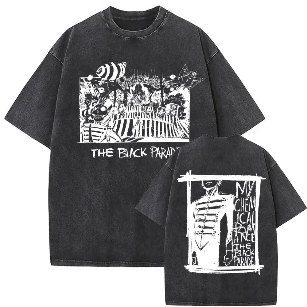 Washed Vintage Rock Band My Chemical Romance The Black Parade Tour 2025 T-shirt Men Women Fashion Punk Emo Oversized T Shirts