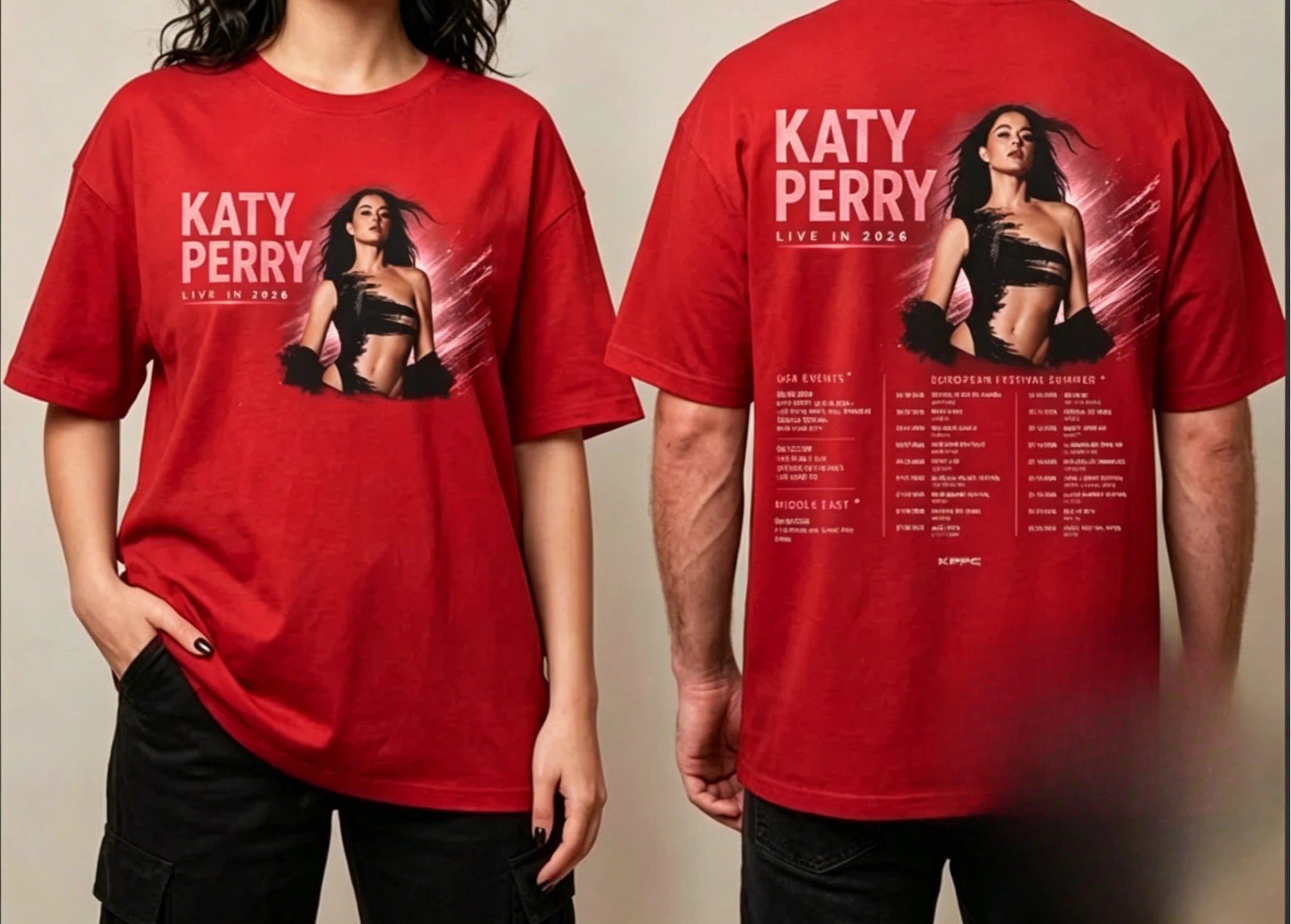 Katy Perry Live In 2026 Schedule Tour Dates T Shirt Men/women 2026 summer new Fashion Men's T-shirt Casual Streetwear Hip Hop