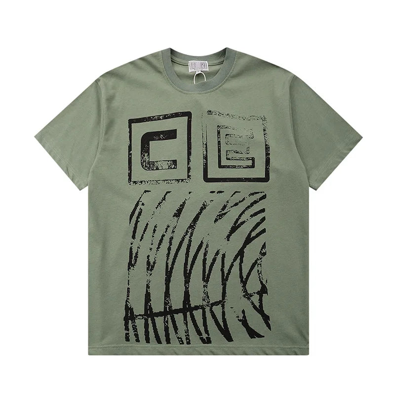 Japanese Trend Brand CAV EMPT T-shirts Simple Line Drawing Letter CE Pattern Print Loose Casual Cavempt  Short Sleeve