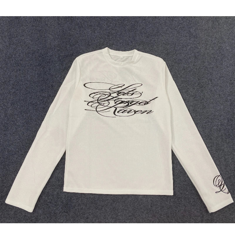 Long sleeved men's and women's knitted round neck T-shirt, loose and versatile, suitable for street trendsetters