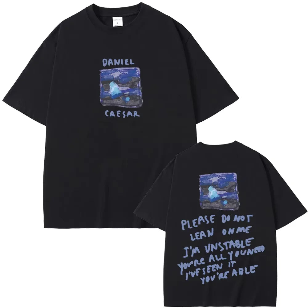 2026 Rapper Daniel Caesar Never Enough Please Do Not Lean on Me Graphic T-shirt Men Women Hip Hop Fashion Trendy Streetwear Tees
