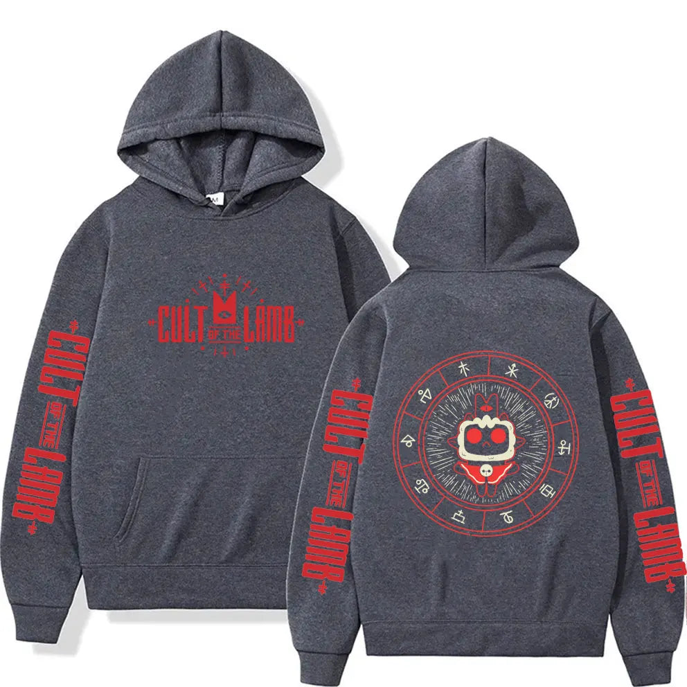 Game Cult of The Lamb Print Hoodie Men Women Vintage Fleece Cotton Pullover Hoodies Unisex Fashion Casual Oversized Streetwear