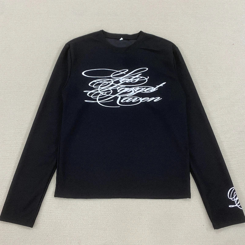 Long sleeved men's and women's knitted round neck T-shirt, loose and versatile, suitable for street trendsetters