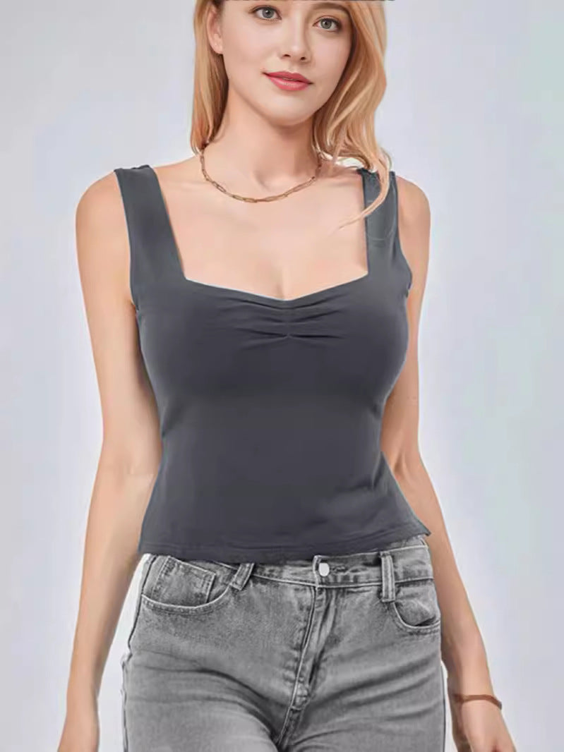 Backless Square Neck Crop Vest