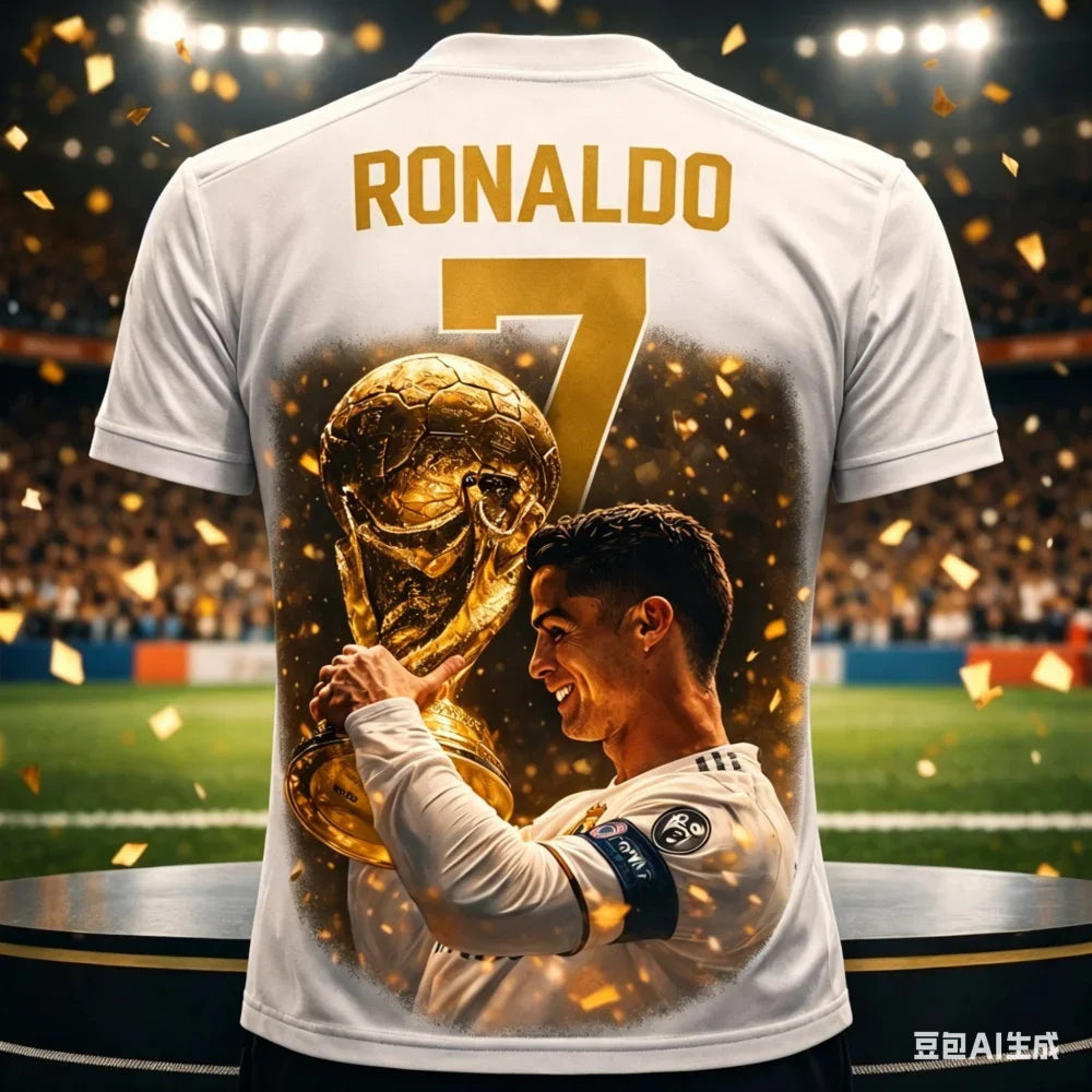 Hot Style Men's Football Fan T Shirt with Cristiano Ronaldo 3D Summer Lightweight Outdoor Sports Training Top Family Matching