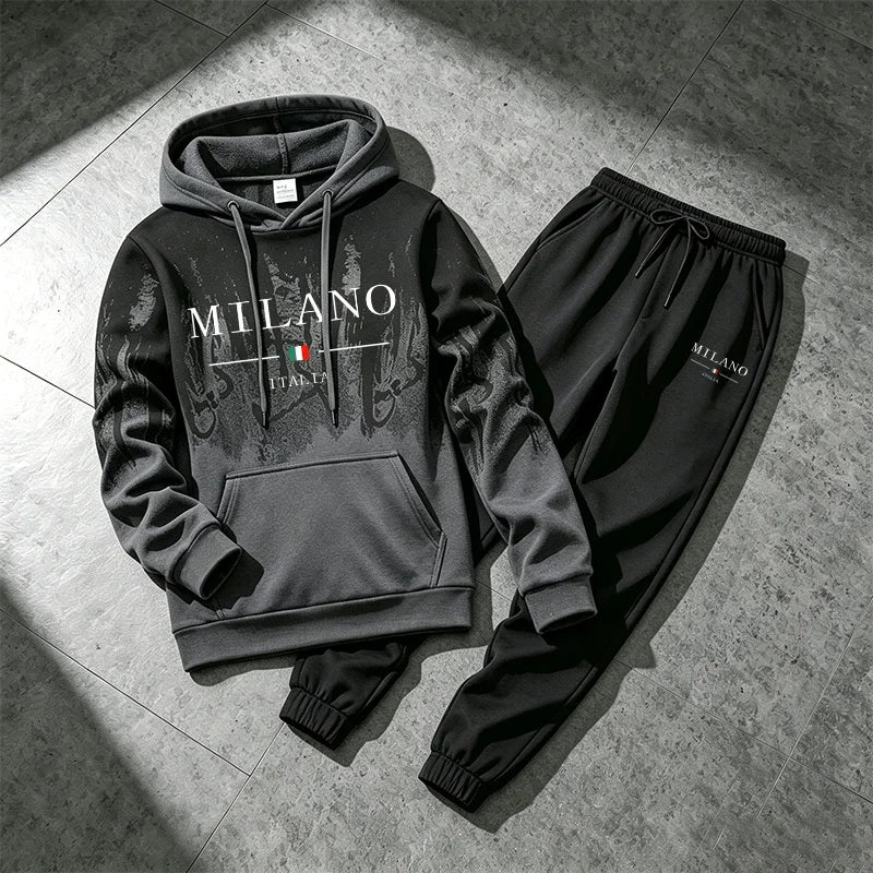 2026 New Arrival Men's Tracksuit Hoodie&sweatpants Italy Fashion Sportswear 2pcs Set Male Daily Casual Sports Hooded Jogger Suit