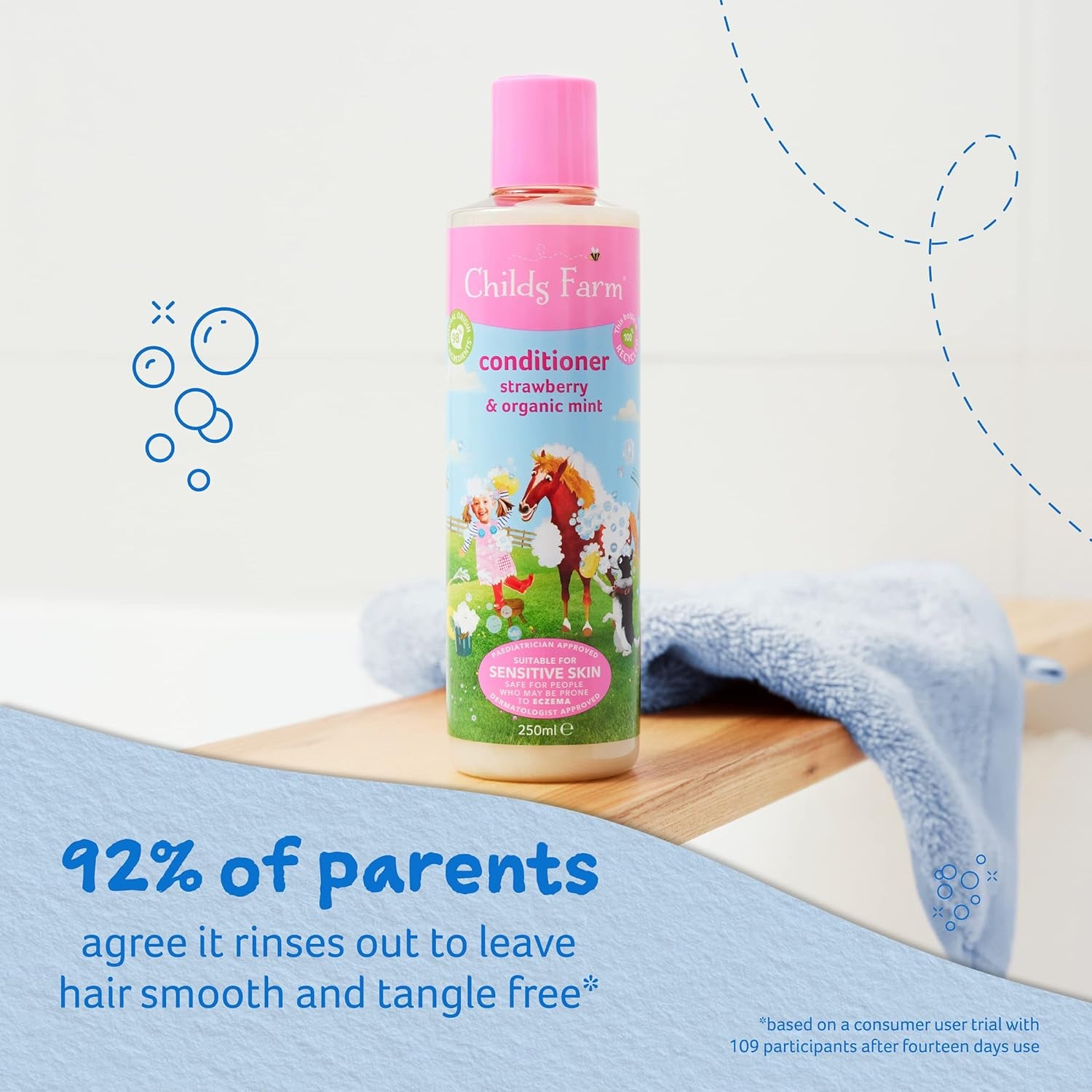 , Kids Hair Conditioner for Dry, Sensitive Skin & Scalp, Strawberry & Organic Mint, Conditions & Nourishes, Vegan, Cruelty-Free, 16.9 Fl Oz