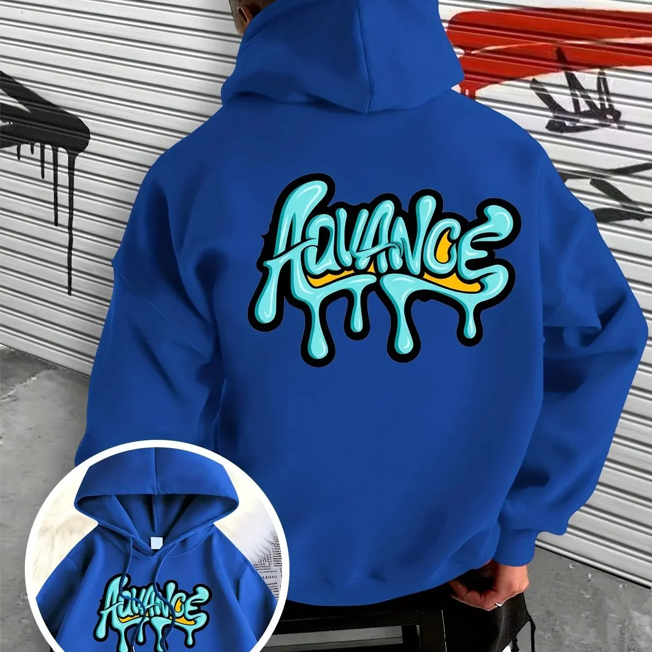 Men's hooded sweatshirt with stylish graffiti print design