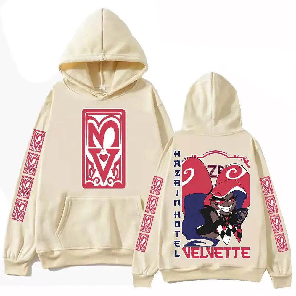 Harajuku Long Sleeve Pullover Tops Hip Pop Hoodies Hazbin Hotel Velvette Graphic Design Hoodie Sweatshirt Gift Unisex