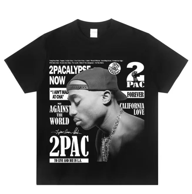 2PAC Tupac American Rap Rapper 2026  New T-Shirt Men 100% Cotton Loose Crew Neck West Coast Rock Trend Short Women