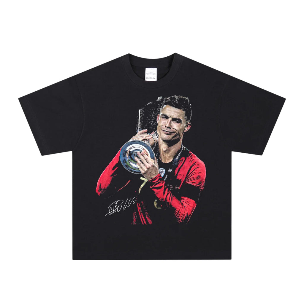 Soccer Star Cristiano Ronaldo Printed T-shirt European and American Street Hip-hop Men and Women Summer Short-sleeved Top