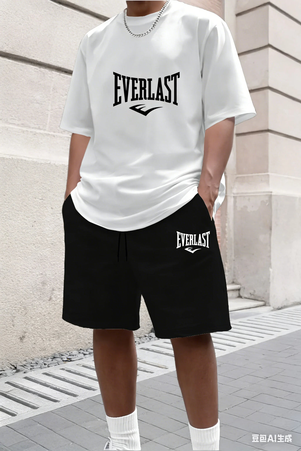 Men's summer T-shirt and shorts set men's breathable sportswear set casual and fashionable short-sleeved T-shirt set