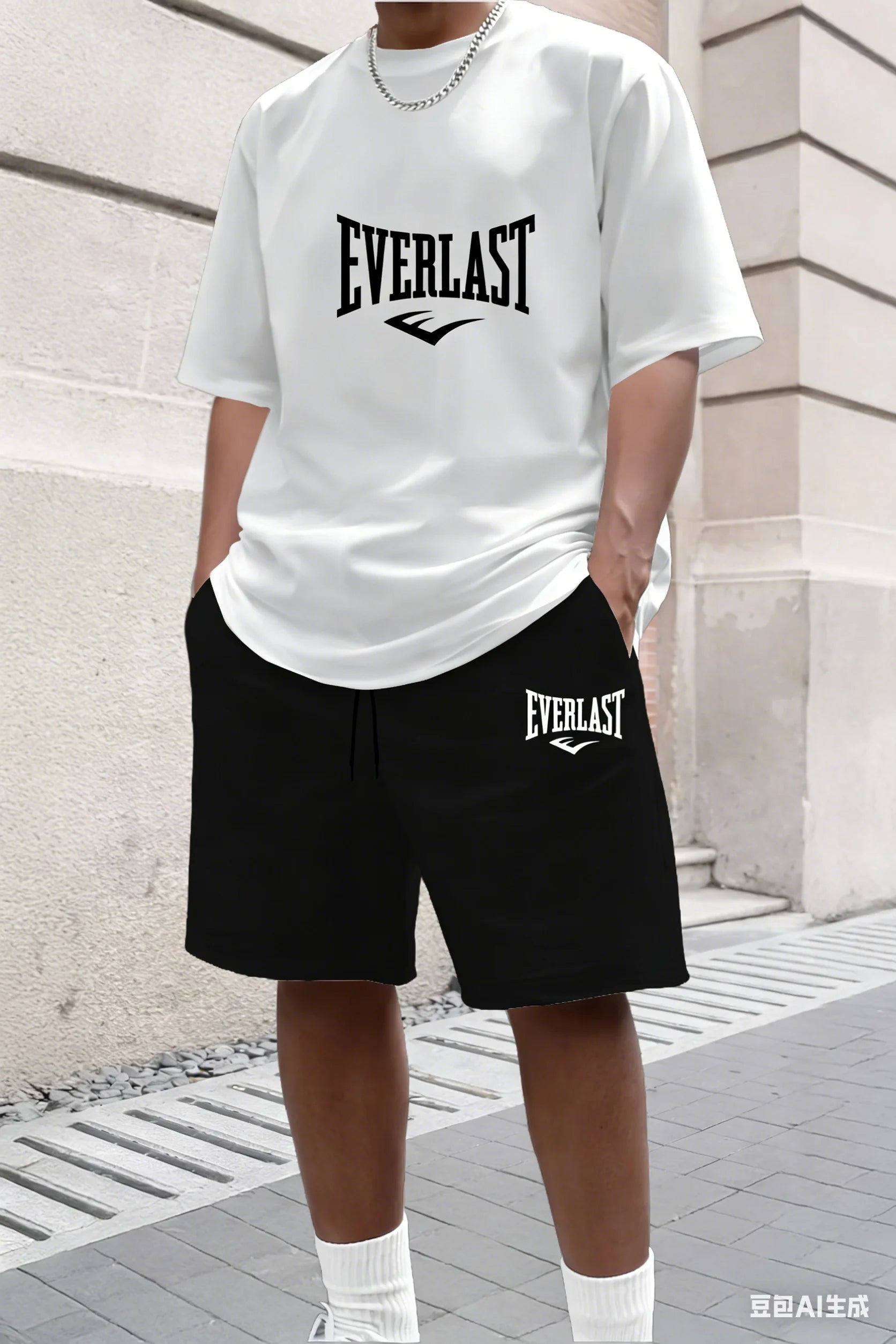 Men's summer T-shirt and shorts set men's breathable sportswear set casual and fashionable short-sleeved T-shirt set