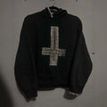 Unisex autumn/winter hoodie with loose and casual style, cross metal rivet design, cardigan sweatshirt, punk rock, hip-hop, and