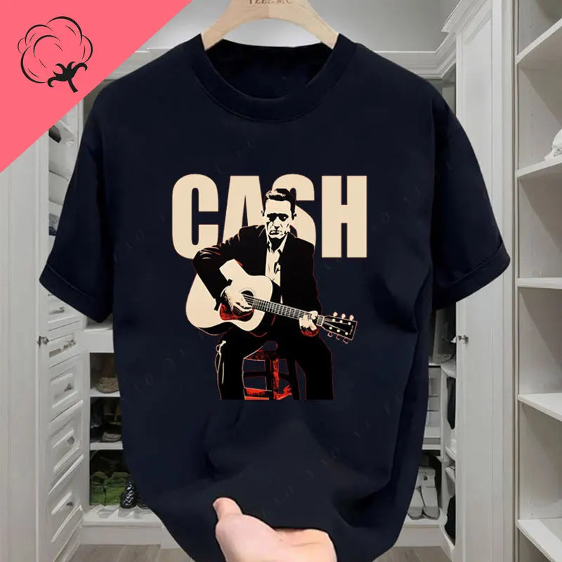 Vintage Johnny Cash Shirt Coutry Music Camisetas Cotton Crewneck Man Clothes Print Graphic T Shirts Camisa Classic Legend Tees