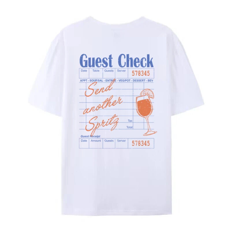 Plus Size Women Unisex Tops Cute Y2k Guest Check Spritz T Shirt Retro Hippie Funny Cocktail T-Shirt Loose Cotton Graphic Tees