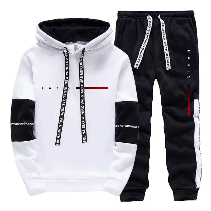 Men's Set Paris Fashion Hoodie and Sweatpants Streetwear Male All Season Daily Casual Sports Pullover Jogging Pants Tracksuit