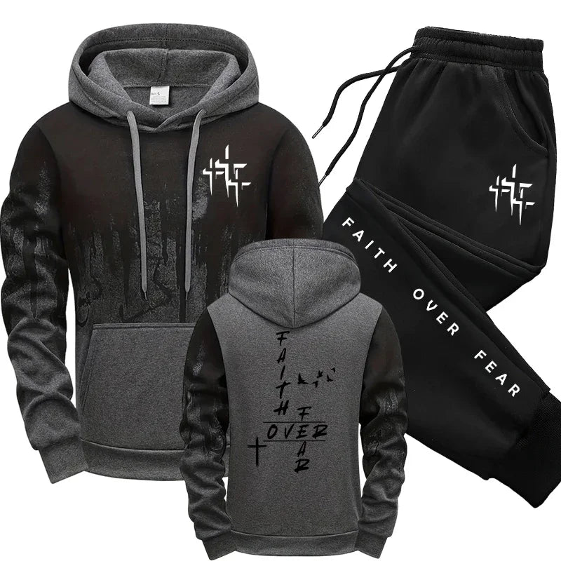 Fall Winter Daily Casual Fashion Sportswear Outdoor Jogger Fitness Outfit 2026 New in Men's Tracksuit Hoodie&sweatpants 2pcs Set