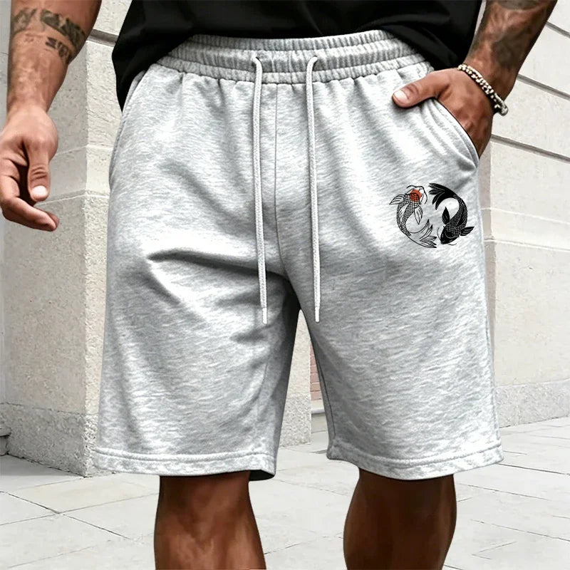 Japanese Yinyang Pattern Men's Tracksuit Cotton T-shirt and Sports Shorts Summer Urban Casual Fashion Short Sleeve Outfits S-3XL