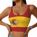 Spain Flag Basic Tops Women Samba Sexy V-Neck Yoga Fitness Sports Tops