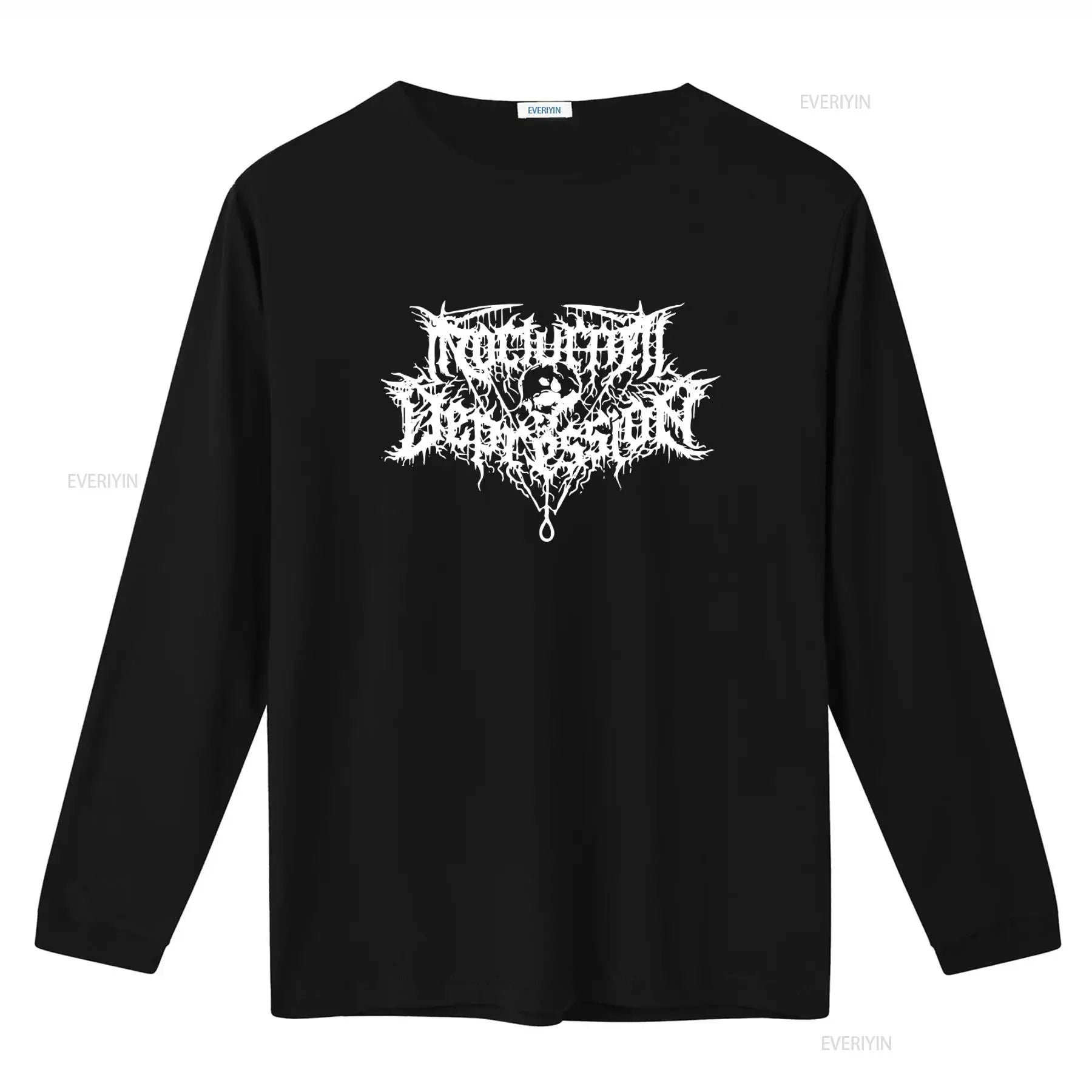 Nocturnal Depression Black Metal Band Logo Print T Shirt for Men Gothic Style  vintage Washed graphic Stretched homme