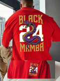 2026Summer New's Men Solid Color Print T-shirt Oversized Cotton Casual Streetwear Kobe Bryant Basketball Short Sleeve Tops