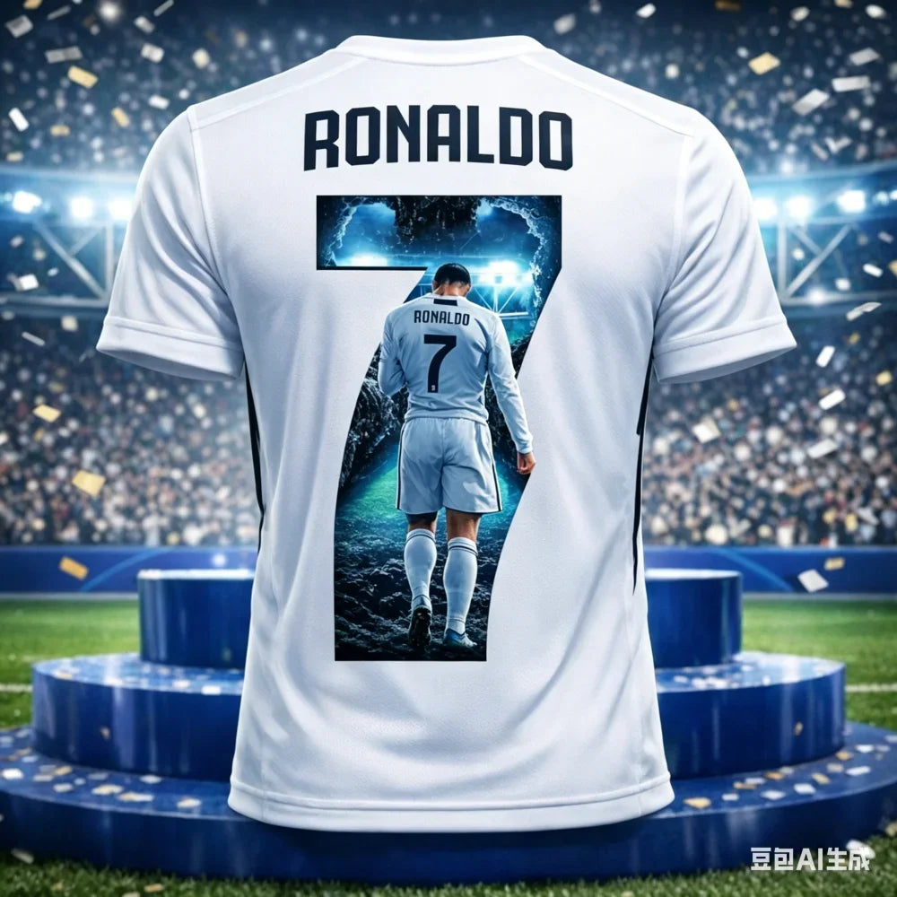 Hot Style Men's Football Fan T Shirt with Cristiano Ronaldo 3D Summer Lightweight Outdoor Sports Training Top Family Matching