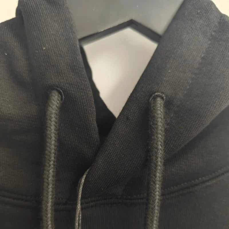 Oversized Signature Letter Rose Hoodies Vintage Black Drawstring Hoody Winter Casual Loose Men Women Sweatshirts Street Outfit