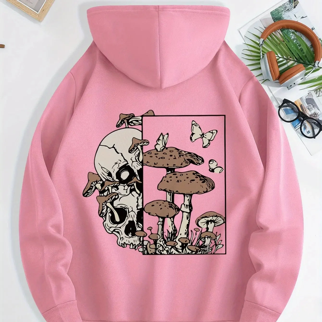 New unisex stylish hooded sweatshirts casual everyday hoodies printed with skull mushroom and butterfly patterns