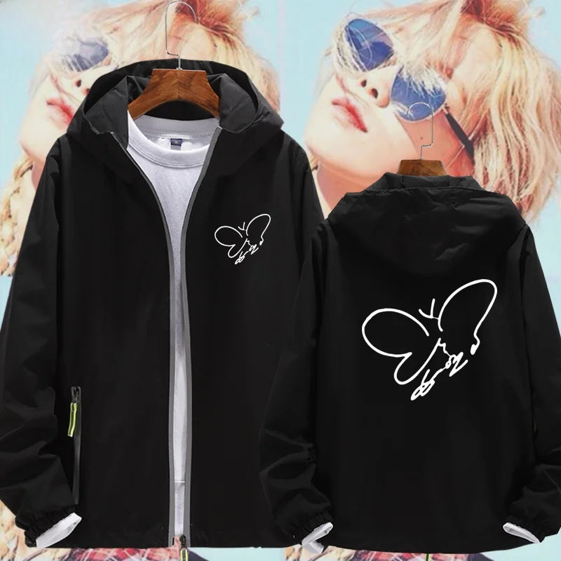 Taeyeon Signature Support Hoodie Jaet ex Outerwear Long Sve Polyester Stand Fit Youthful ular Four Seasons Uni...