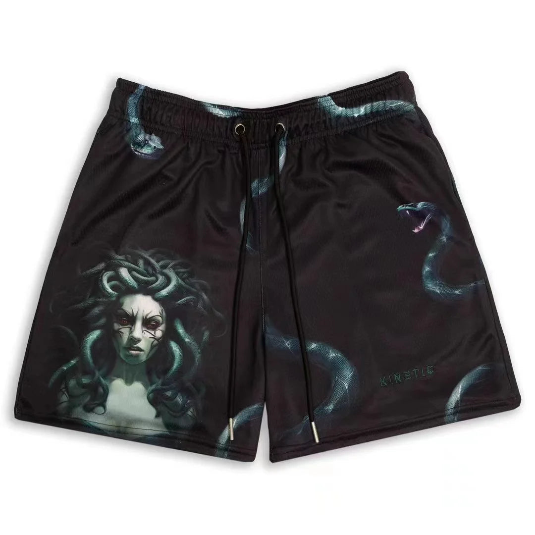 2025 Breathable Men Shorts GYM Basketball Running Quick-Drying Shorts Baggy Flame Print Fashion Shorts Summer Shorts