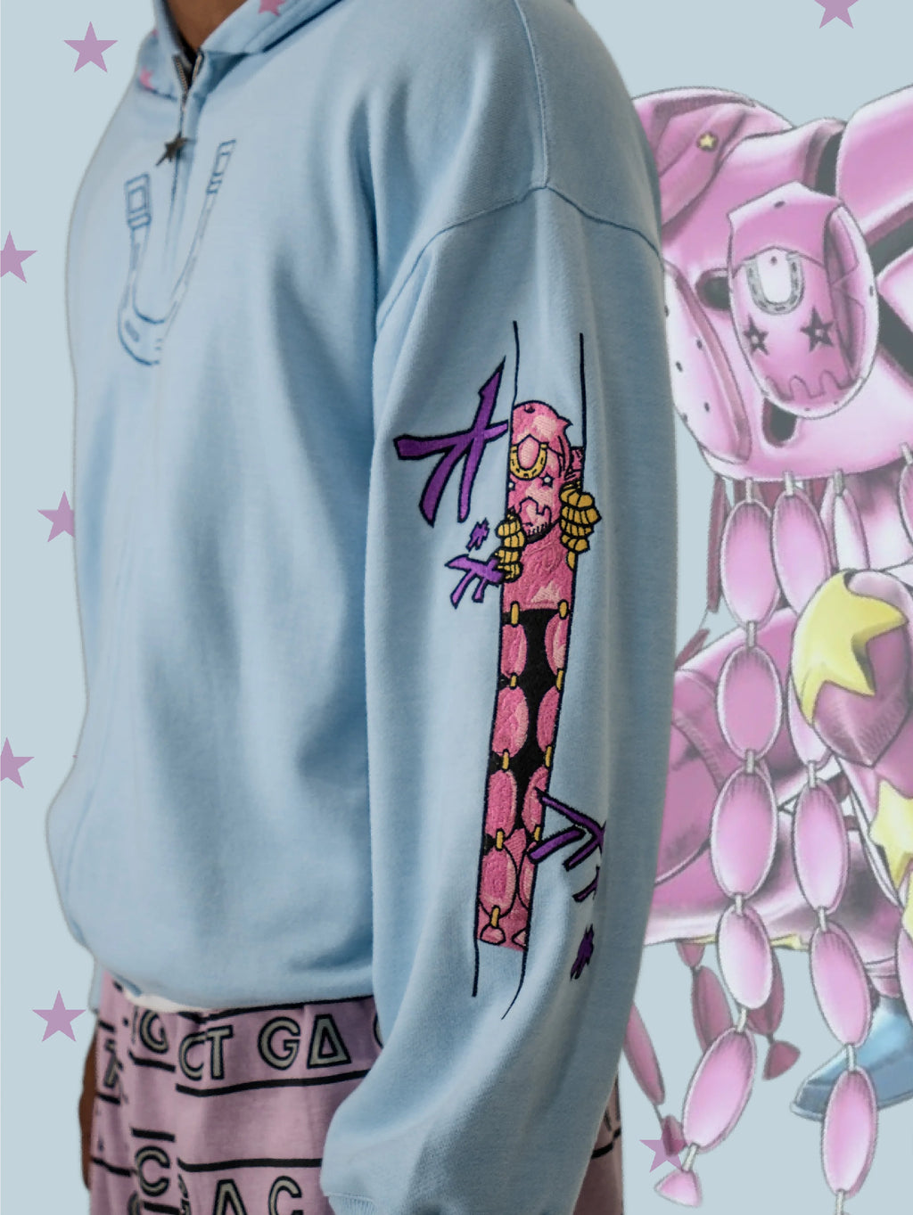 Harajuku Jojo Bizarre Adventure Zip Up Hoodies Embroidery Johnny Joestar Zip Up Hoodie Hip Hop CoupleS Y2k Street Sweatshirt