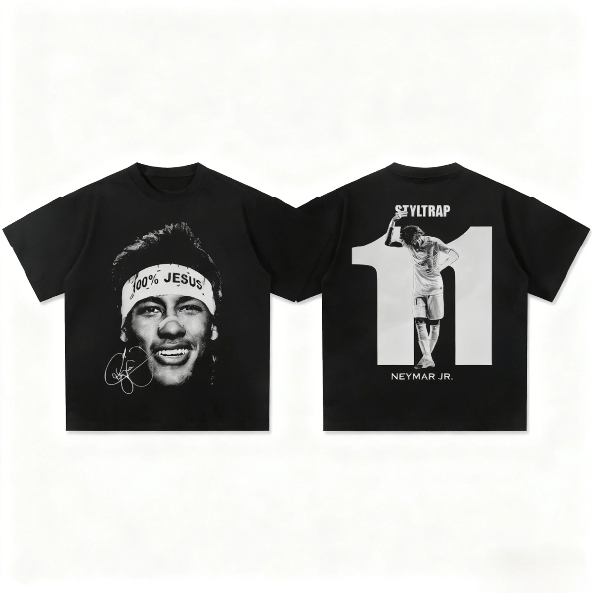American Hip Hop Summer Neymar American Short Sleeve Crew Neck Heavy T-Shirt Men's and Women's Retro Fashion Short Sleeve Top