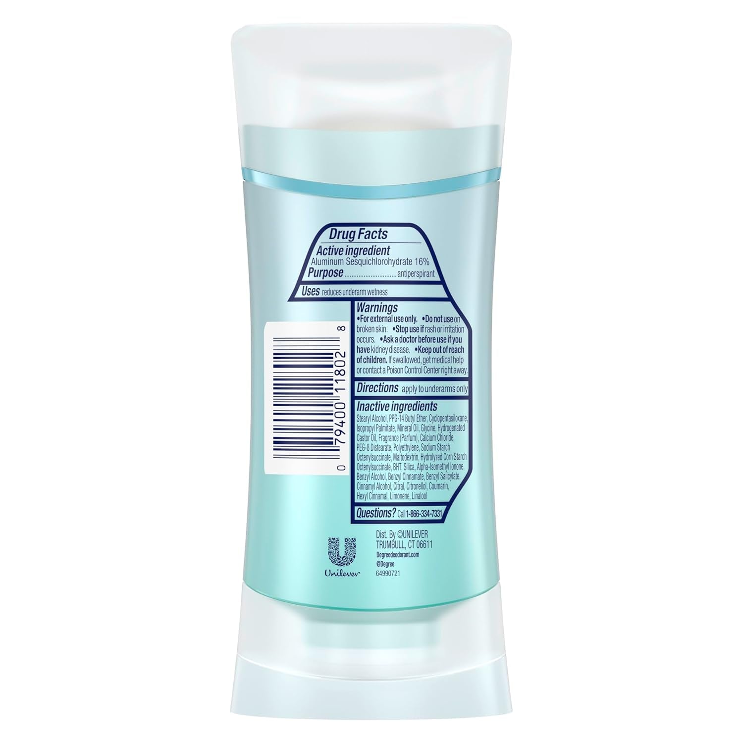 Degree Advanced Protection Antiperspirant Deodorant Shower Clean for 72-Hour Sweat & Odor Control for Women, with Body Heat Activated Technology, 2.6 Oz