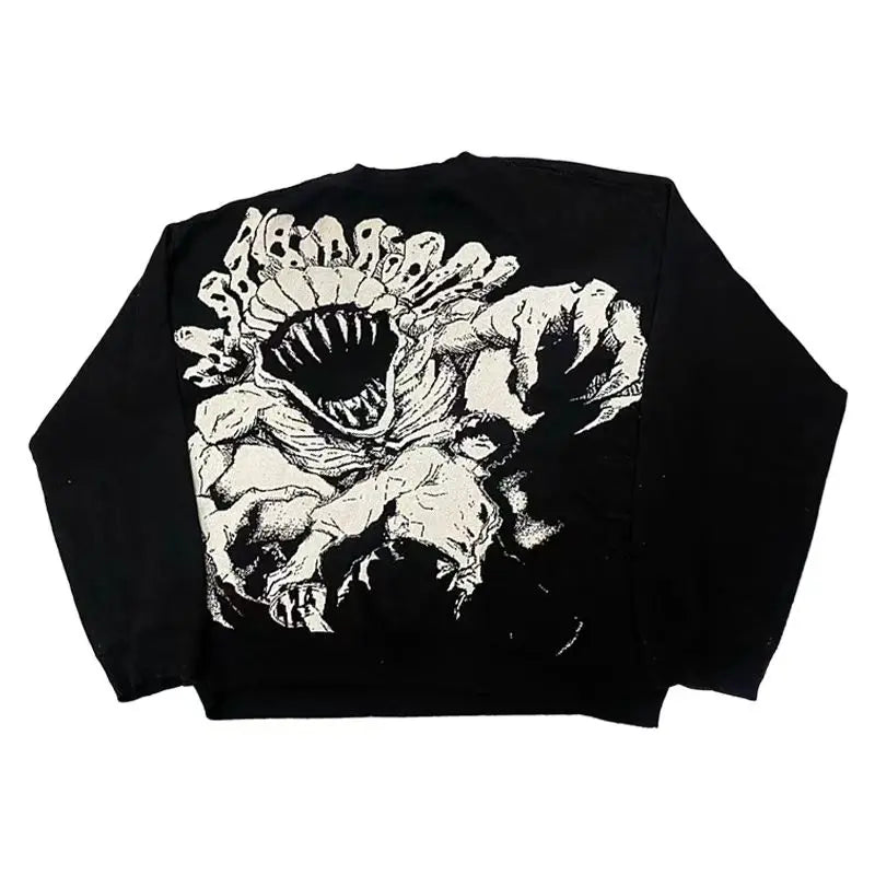 Butterfly Anime Girl Knitwear Sweater Pullovers 2024 Winter Harajuku Y2k Vintage Men's Jumpers Wool Women's Sweater Sweatshirts