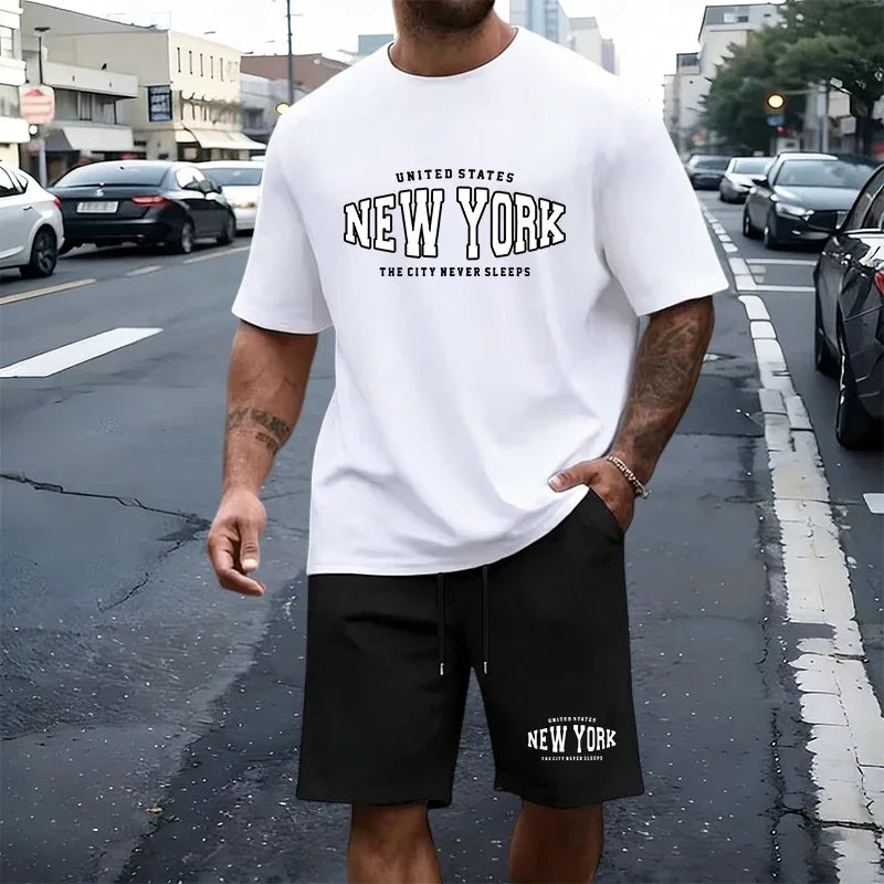 Summer Men's T-Shirt Set Casual O Neck Tees Tracksuit Gym Sports Jogging Clothes 2026 Single Mix and Match Short Sleeves Shorts