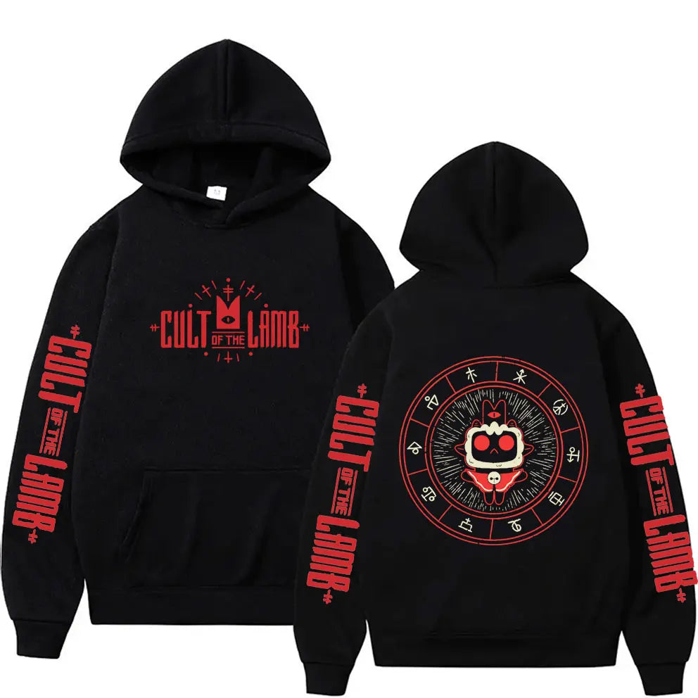 Game Cult of The Lamb Print Hoodie Men Women Vintage Fleece Cotton Pullover Hoodies Unisex Fashion Casual Oversized Streetwear