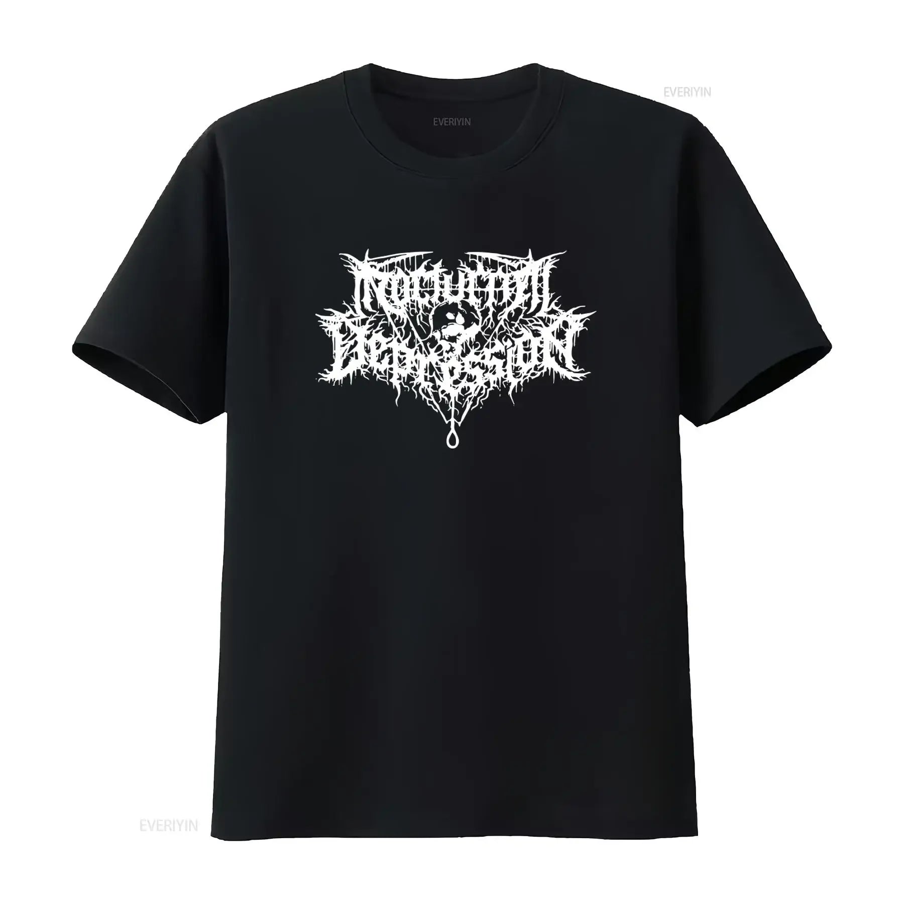 Nocturnal Depression Black Metal Band Logo Print T Shirt for Men Gothic Style  vintage Washed graphic Stretched homme