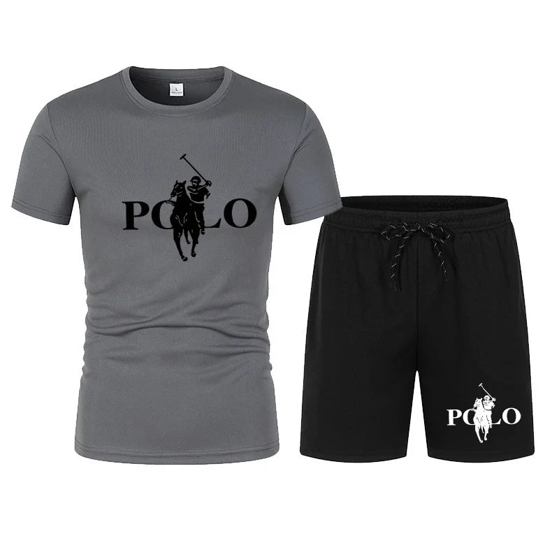 2026 Summer Fashion Trend Leisure Sports Set Mesh High Street Men's Set T-shirt