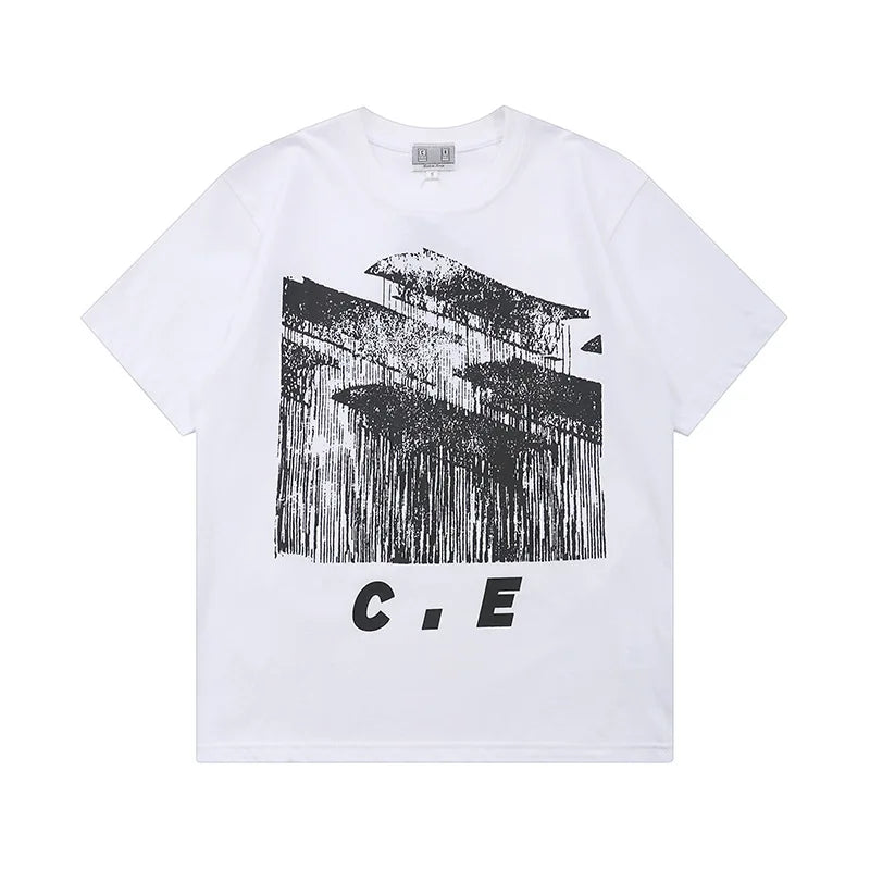 Japanese Trend Brand CAV EMPT T-shirts Simple Line Drawing Letter CE Pattern Print Loose Casual Cavempt  Short Sleeve