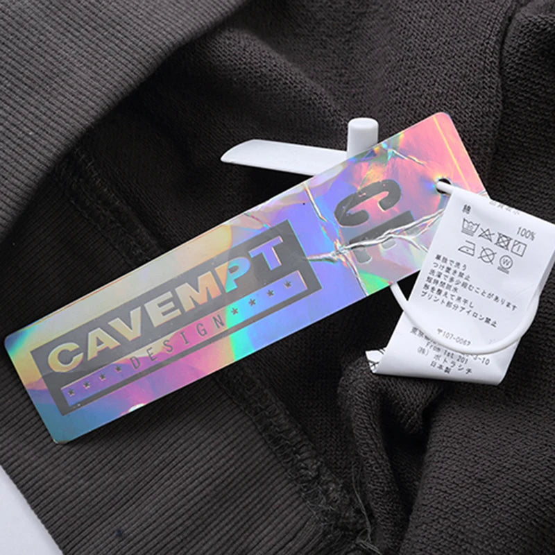 New CAV EMPT Washed Round Neck Sweatshirt Men Women Loose Fit Vintage Ghost Hand Print Japanese Streetwear CE Couple Same Style
